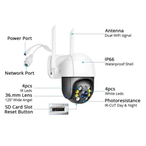 Encontraproduto.com.br - Câmera Ip Wifi Gira 320 Ptz Dome Vigilância 24Hrs