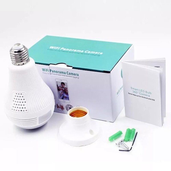 Encontraproduto.com.br - Camera Lampada Ip 360 Hd Panorâmica Led Wifi - 809