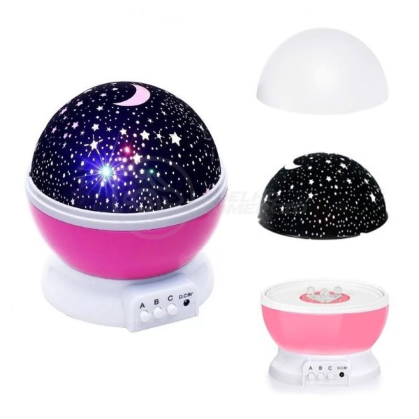 Encontraproduto.com.br - Luminária Projetor Estrelas Galáxia Divertido Céu Rosa