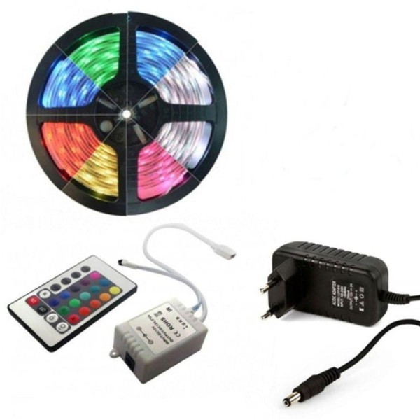 Encontraproduto.com.br - Fita Led 5M Rgb 16 Cores 5050 300 Leds + Fonte + Controle