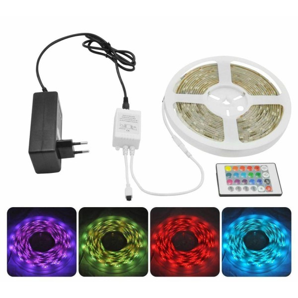 Encontraproduto.com.br - Fita Led 5M Rgb 16 Cores 5050 300 Leds + Fonte + Controle