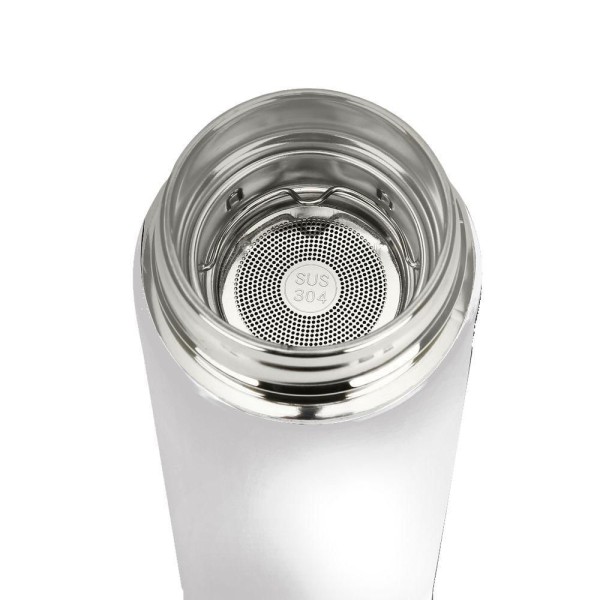 Encontraproduto.com.br - Garrafa Térmica Inteligente De Inox 500ml Tampa C-sensor De Temperatura Led água Café Chá Branco