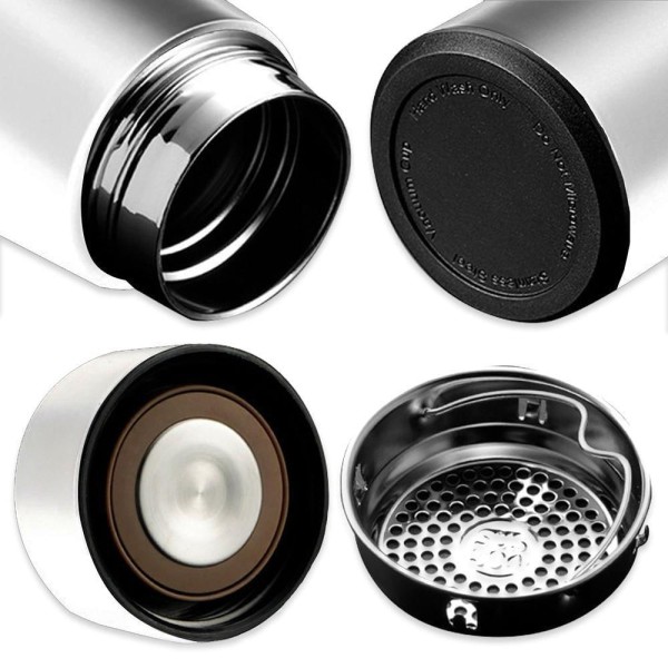 Encontraproduto.com.br - Garrafa Térmica Inteligente De Inox 500ml Tampa C-sensor De Temperatura Led água Café Chá Branco