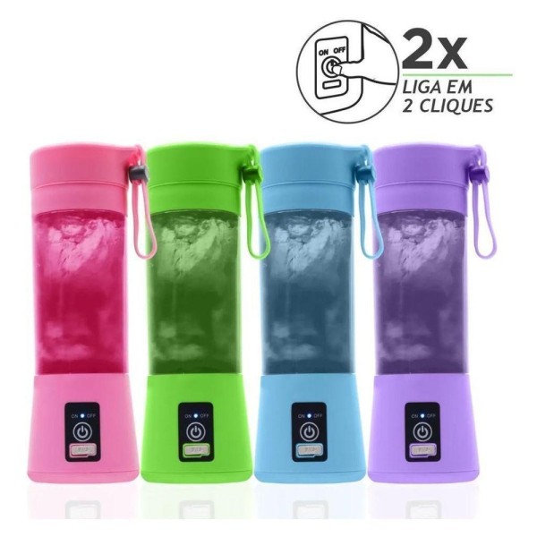 Encontraproduto.com.br - Mini Liquidificador Portátil Bateria Recarregavel - Azul