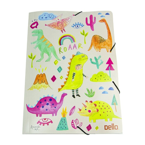 Encontraproduto.com.br - Pasta Aba Elástica Ofício Dinossauro Dello