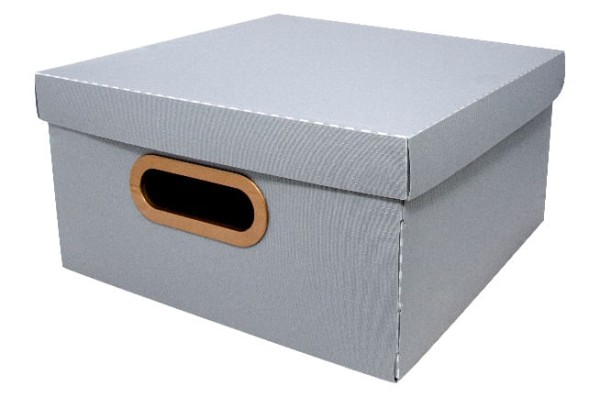Encontraproduto.com.br - Caixa Organizadora Protea Quadrado Linho M 29x29x15 Cinza 22