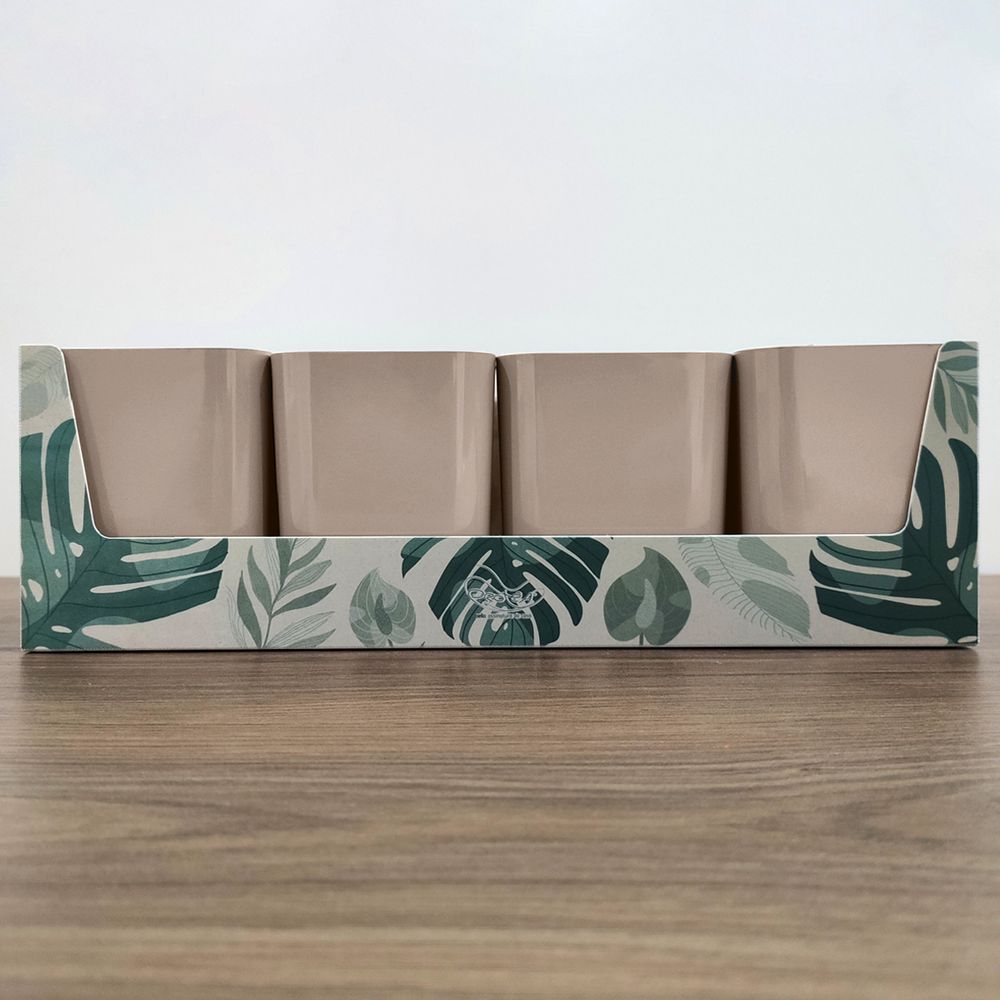 Kit 4 Porta Objetos Com Suporte Folhagem Organizador Mesa Escritório Porta Lápis Dello