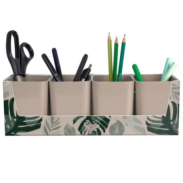 Kit 4 Porta Objetos Com Suporte Folhagem Organizador Mesa Escritório Porta Lápis Dello