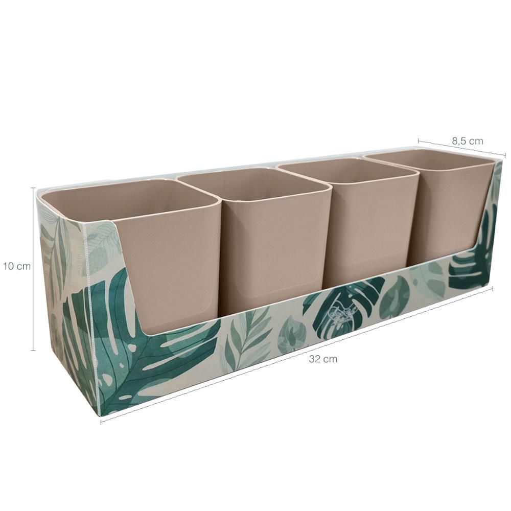 Encontraproduto.com.br - Kit 4 Porta Objetos Com Suporte Folhagem Organizador Mesa Escritório Porta Lápis Dello