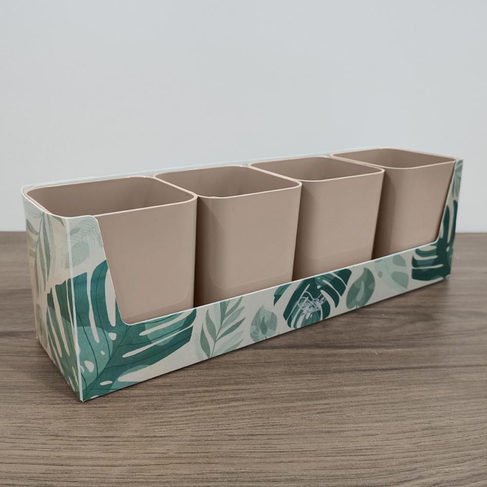 Encontraproduto.com.br - Kit 4 Porta Objetos Com Suporte Folhagem Organizador Mesa Escritório Porta Lápis Dello