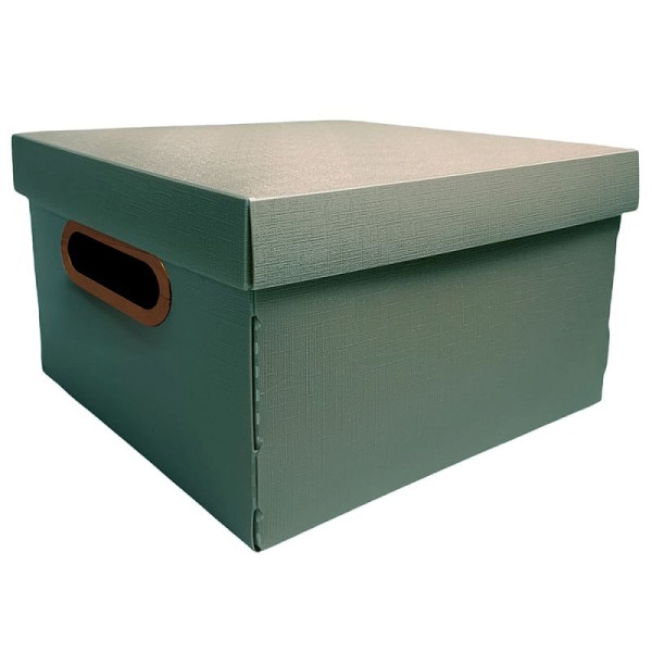 Caixa Organizadora Linho Pequena Verde Olive 25X25X15Cm