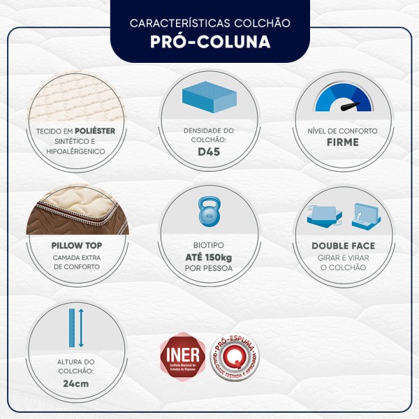 Encontraproduto.com.br - Colchão Solteiro Espuma D45 Americanflex Pro Coluna II Com Pillow 78x188x24