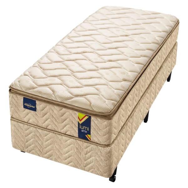 Encontraproduto.com.br - Conjunto Box Solteiro Molas Ensacadas Americanflex Lumi Amx 88x188x68cm