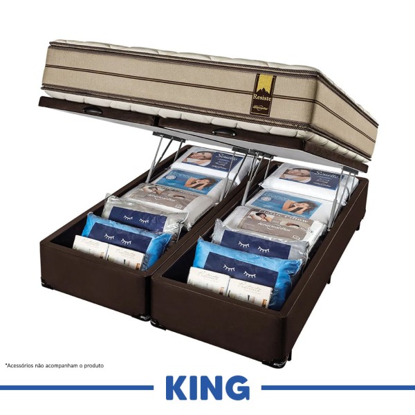 Encontraproduto.com.br - Conjunto Box Baú Super King Molas Ensacadas Americanflex Resiste Plus Double Face II 193x203x74cm