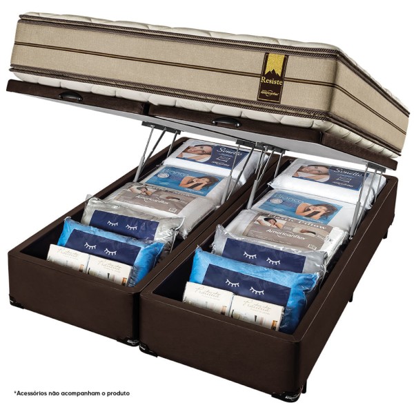 Encontraproduto.com.br - Conjunto Box Baú Super King Molas Ensacadas Americanflex Resiste Plus Double Face II 193x203x74cm