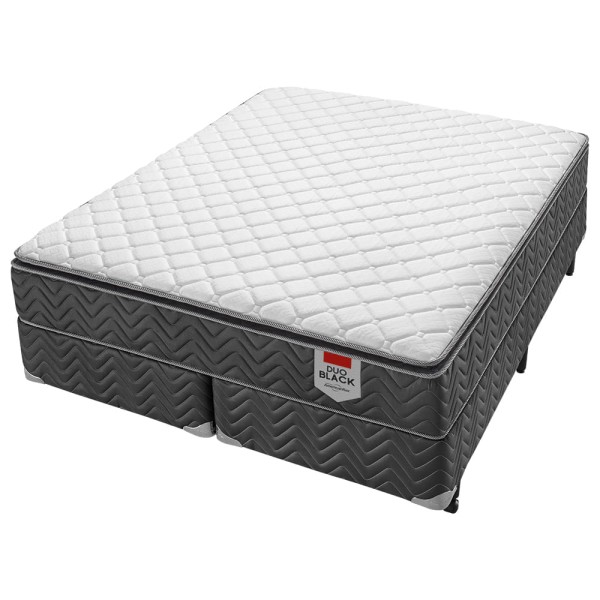 Encontraproduto.com.br - Conjunto Box Super King Molas Ensacadas Americanflex Duo Black Gel III 193x203x65cm
