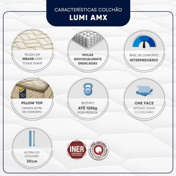 Encontraproduto.com.br - Conjunto Box Queen Molas Ensacadas Americanflex Lumi Amx 158x198x68cm
