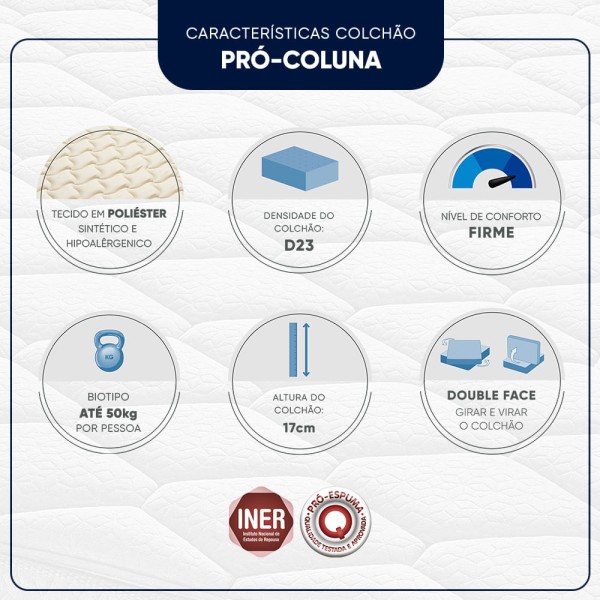 Encontraproduto.com.br - Colchão Solteiro Espuma D23 Americanflex Pro Coluna II 88x188x17cm