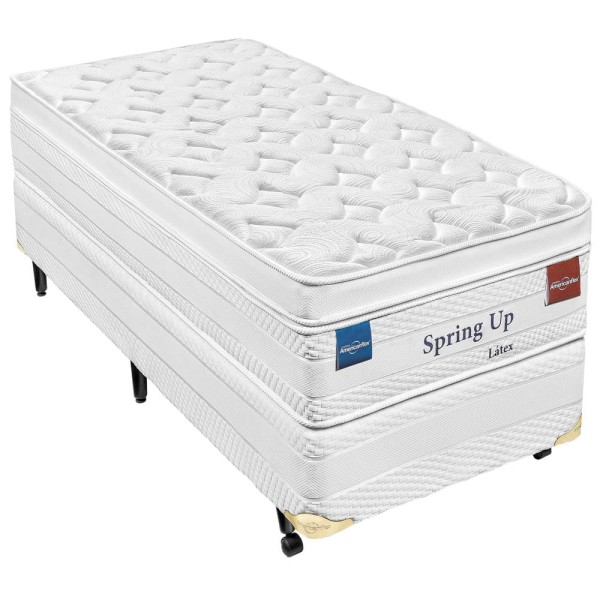 Encontraproduto.com.br - Conjunto Box Solteiro Molas Ensacadas Americanflex Spring Up Látex 100x200x71cm