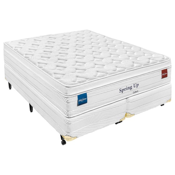 Encontraproduto.com.br - Conjunto Box Super King Molas Ensacadas Americanflex Spring Up Látex 193x203x71cm