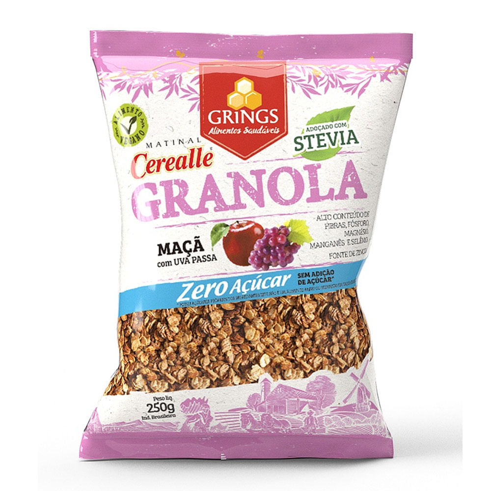 Encontraproduto.com.br - Cerealle Granola Grings Sabor Maçã e Uva Embalagem 250g