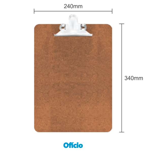 Encontraproduto.com.br - Prancheta Duratex Ofício 24x34cm com Prendedor Metálico Bacchi