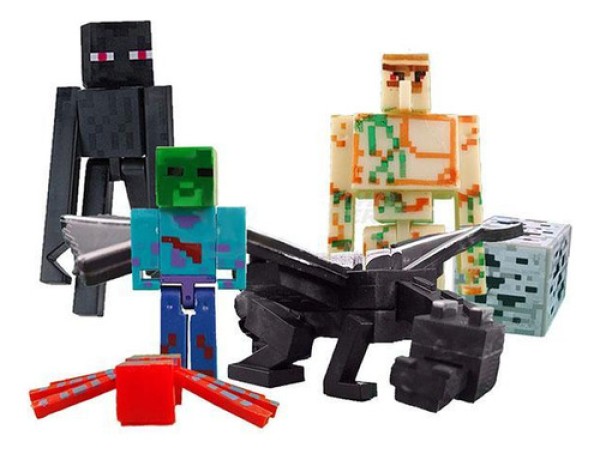 Kit 4 Cartela Minecraft Dragão 20 Bonecos + 4 Bloco Zombie