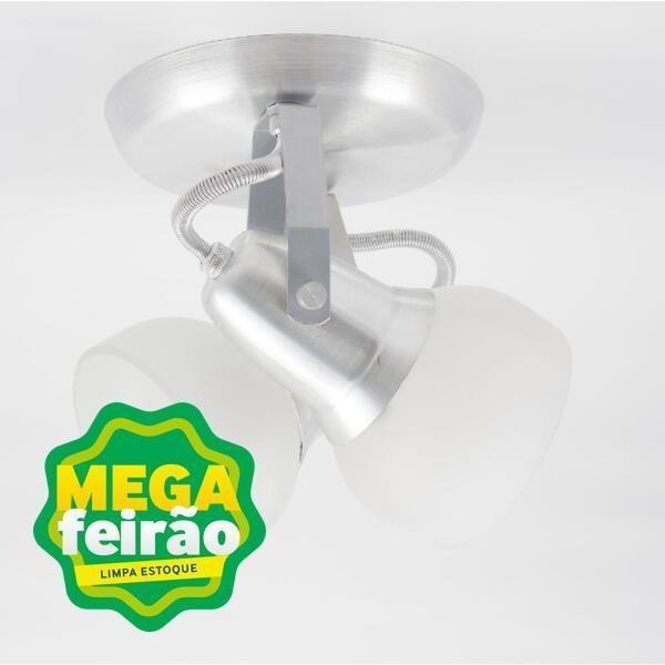Spot de Sobrepor 2 Lâmpadas Boca de Vidro Até 100W Alumínio Jm 231/2Es Escovado Bivolt