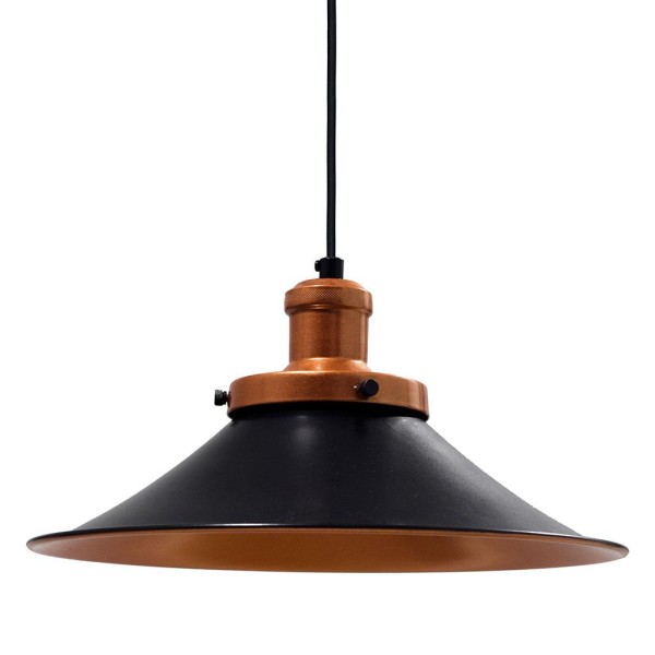 Encontraproduto.com.br - Pendente 1 Lâmpada Neo Preto 188-Pt Melbourne Alumínio com Difusor Cobre
