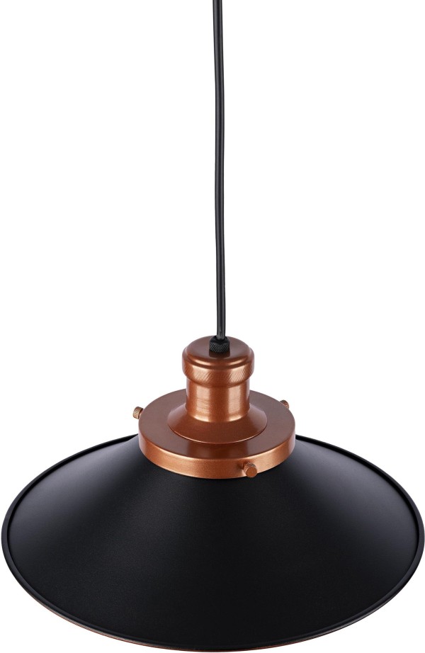 Encontraproduto.com.br - Pendente 1 Lâmpada Neo Preto 188-Pt Melbourne Alumínio com Difusor Cobre