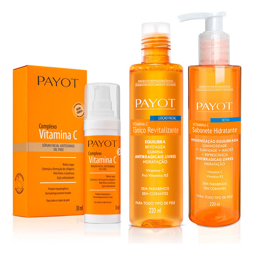 kit limpeza tonificação e tratamento facial vitamina c