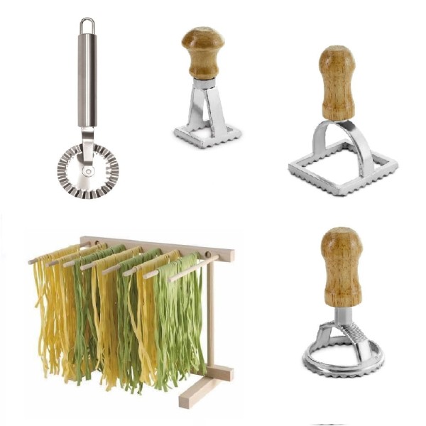 Encontraproduto.com.br - Varal para secar massas de Bambu com 4 cortadores