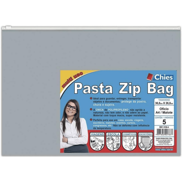 Encontraproduto.com.br - PASTA ZIP BAG OFICIO C/5 R.2783-7