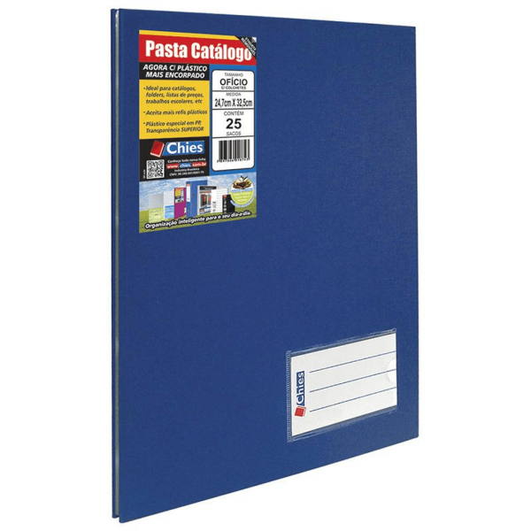 Encontraproduto.com.br - PASTA CATALOGO OFICIO C/25 SACOS AZUL ROYAL CHIES