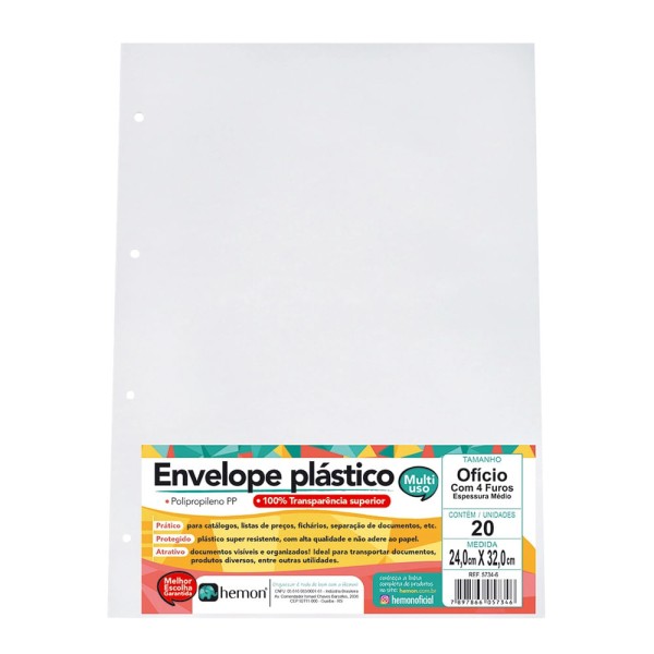 Encontraproduto.com.br - Saco Plástico A4 Chies 4 Furos com 20 Unidades