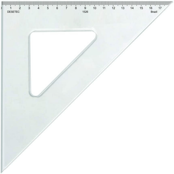 Encontraproduto.com.br - Esquadro Acrílico Trident com Escala 45 Graus 26cm - 1526