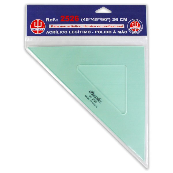 Encontraproduto.com.br - Esquadro de Acrílico 26 cm 45º/90º sem Escala Ref.2526 Trident