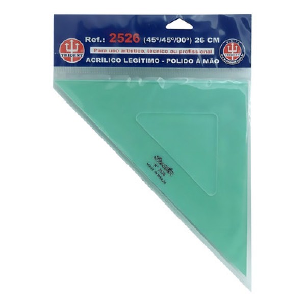 Encontraproduto.com.br - Esquadro de Acrílico 26 cm 45º/90º sem Escala Ref.2526 Trident