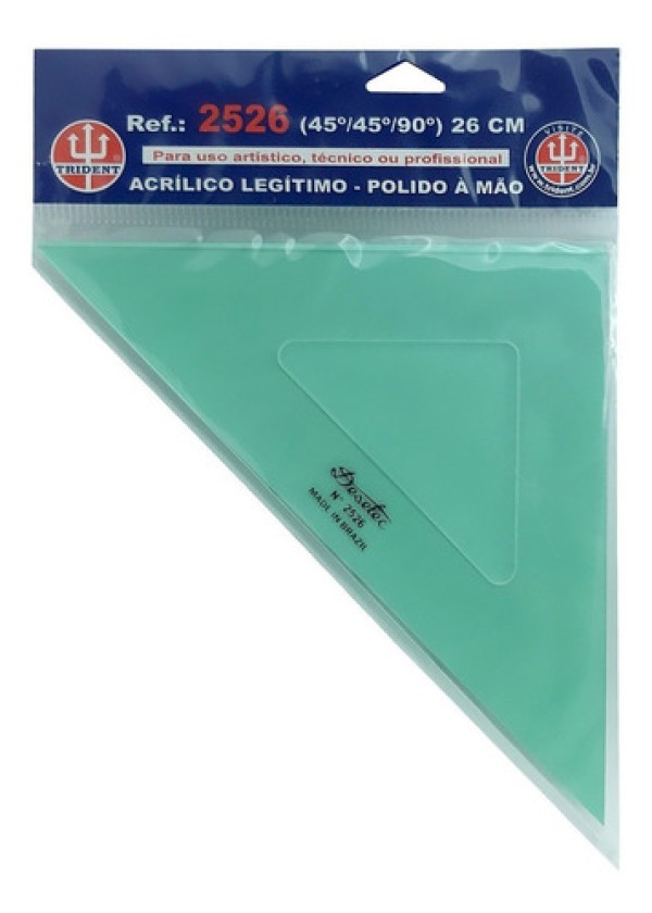 Encontraproduto.com.br - Esquadro de Acrílico 26 cm 45º/90º sem Escala Ref.2526 Trident