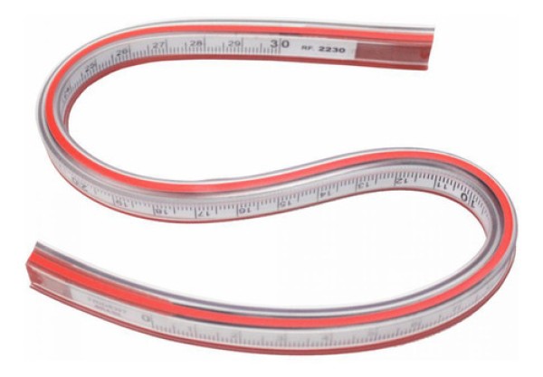 Régua Emborrachada Flexível 30 cm com Escala Ref.2230 Trident