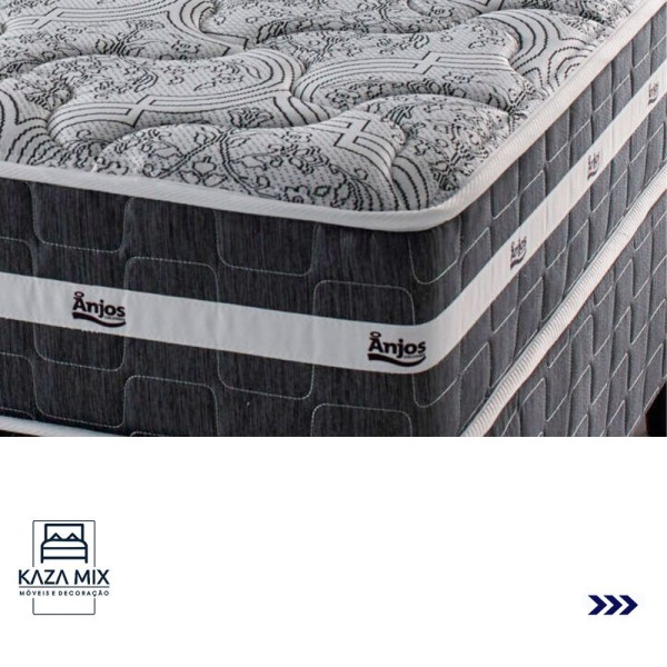 Encontraproduto.com.br - Cama Box Com Baú Cinza E Colchão Solteiro Black Grafit Anjos