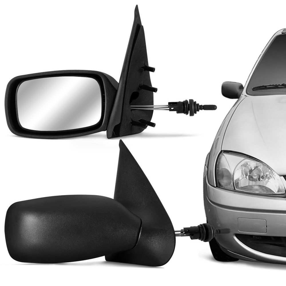 Retrovisor Manual Fiesta 96 97 98 99 2000 2001 2002 com Controle e Espelho Preto