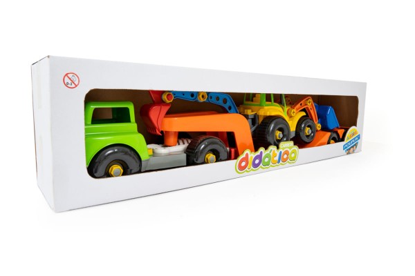 Encontraproduto.com.br - Brinquedo Infantil Carreta Com Retroescavadeira Didática - Poliplac 9397