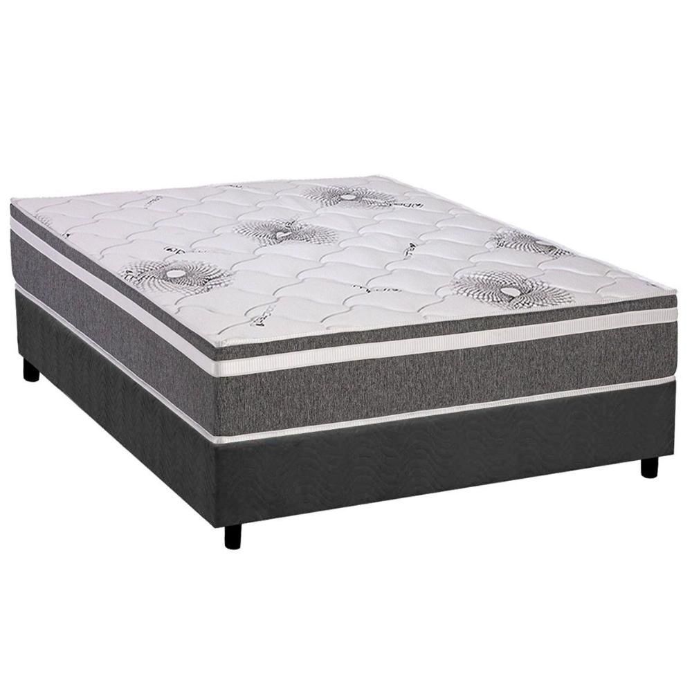 Cama Box Casal: Colchão Espuma D33 Polar Pérola Premium + Base Crc Suede Gray (138x188)