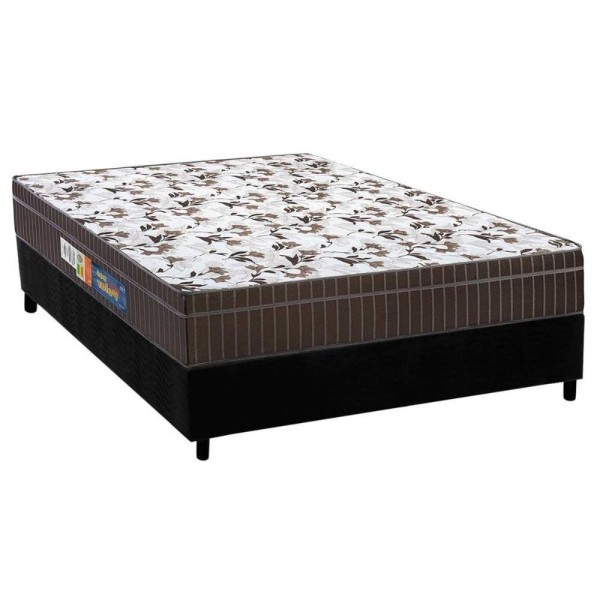 Encontraproduto.com.br - Conjunto Box Casal: Colchão Anatômico Polar D28-ep Orthoface Firme + Base Crc Suede Black(138x188)