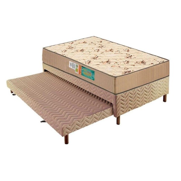 Encontraproduto.com.br - Cama Box C/Auxiliar Solteiro: Colchão Espuma Polar D33 Pérola Clean + Base Crc Rústico Clean(88X188)