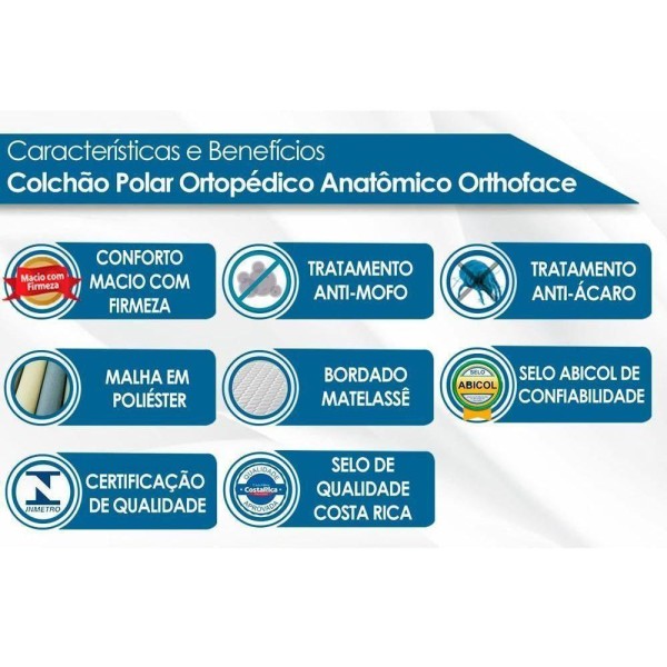 Encontraproduto.com.br - Cama Box Baú Casal: Colchão Ortopédico Polar D28 / Ep Orthoface Class + Base Clean(138X188)
