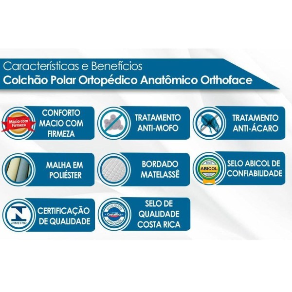Encontraproduto.com.br - Cama Box Solteiro: Colchão Ortopédico Polar D28/EP Orthoface + Base CRC Fantasy Clean(88x188)