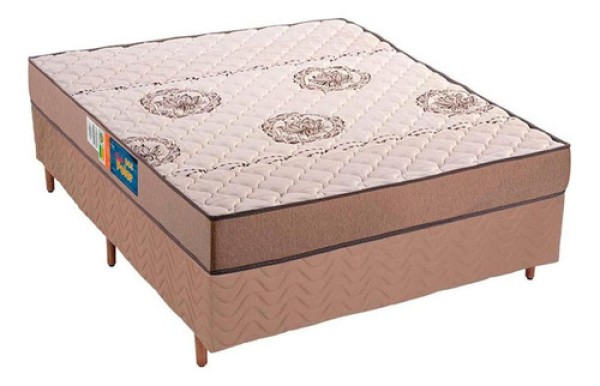 Cama Box Casal: Colchão Espuma Polar D45 Pérola Clean + Base Crc Rústico Clean(138x188)