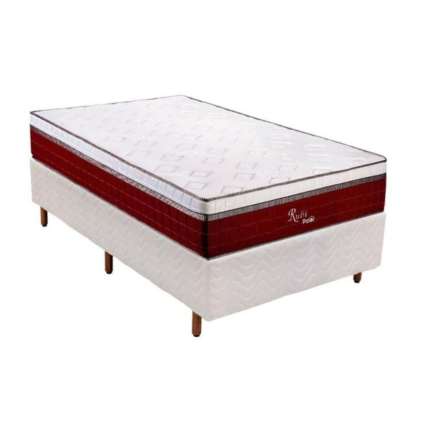 Cama Box Solteiro: Colchão Molas Polar RubiBase Rústico White(88x188)